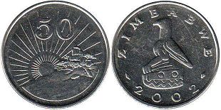 монета Зимбабве 50 центов 2002