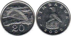 монета Зимбабве 20 центов 2002