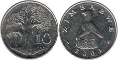 монета Зимбабве 10 центов 2001