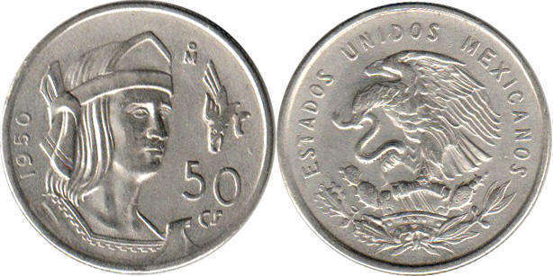 Мексика монета 50 сентаво 1950