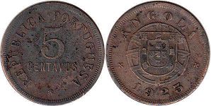 монета Ангола 5 сентаво 1925