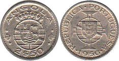 монета Ангола 2,5 эскудо 1956