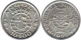 монета Ангола 10 эскудо 1955