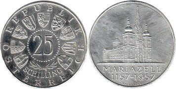 монета Австрия 25 шиллингов 1957