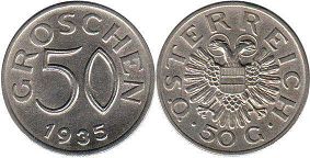 монета Австрия 50 грошенов 1935