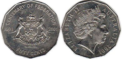 монета Австралия 50 центов 2001