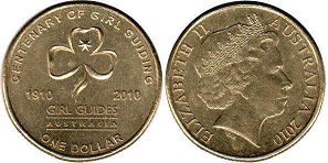 монета Австралия 1 доллар 2010