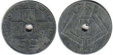 монета Бельгия 5 сантимов 1941
