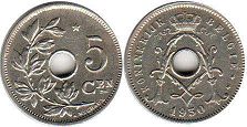 монета Бельгия 5 сантимов 1930