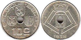 монета Бельгия 10 сантимов 1938