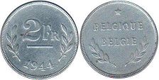 монета Бельгия 2 франка 1944
