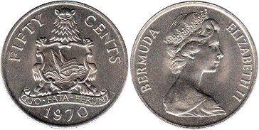 монета Бермуды 50 центов 1970