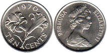 монета Бермуды 10 центов 1970