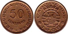 монета Острова Зелёного Мыса 50 сентаво 1968