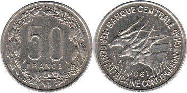 монета Экваториально-Африканские Государства 50 франков 1961