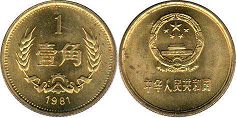 монета Китай 1 цзяо 1981