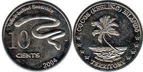 монета Кокосовых Островов 10 центов 2004