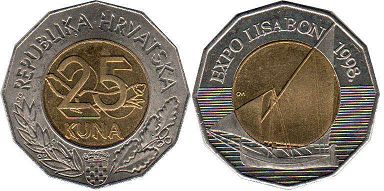 монета Хорватия 25 кун 1998