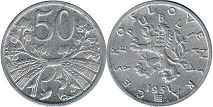 монета Чехословакия 50 геллеров 1951