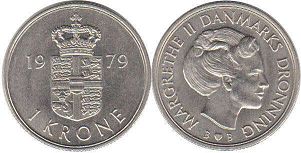 монета Дания 1 крона 1979