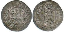 монета Дания 2 скиллинга 1655