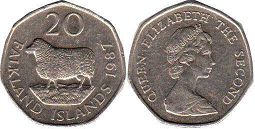 монета Фолклендские Острова 20 пенсов 1987