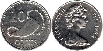 монета Фиджи 20 центов 1982