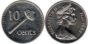 монета Фиджи 10 центов 1982