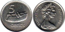 монета Фиджи 5 центов 1982