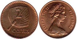 монета Фиджи 2 цента 1982