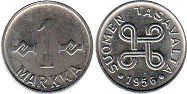 монета Финляндия 1 марка 1956
