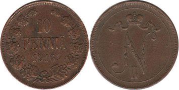 монета Финляндия 10 пенни 1916