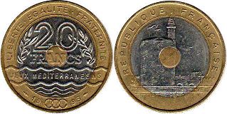 монета Франция 20 франков 1993