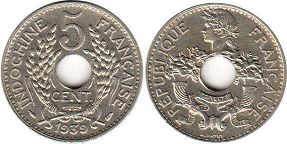 монета Французский Индокитай 5 центов 1939