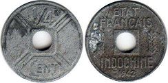 монета Французский Индокитай 1/4 цента 1942
