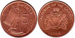 монета Гамбия 5 бутутов 1998