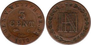 монета Вестфалия 3 сантима 1812