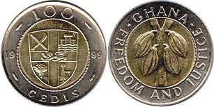 монета Гана 100 седи 1999