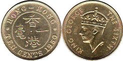 монета Гонконг 10 центов 1950
