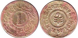 монета Джайпур 1 анна 1943