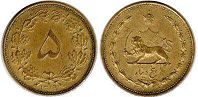 монета Иран 5 динаров 1940