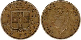 монета Ямайка 1 пенни 1950