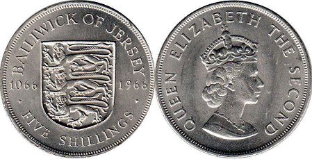 монета Джерси 5 шиллингов 1966