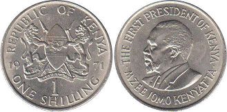 монета Кения 1 шиллинг 1971