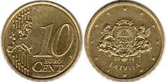 монета Латвия 10 евро центов 2014