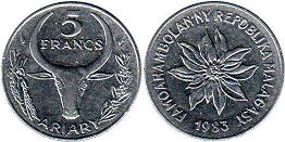 монета Мадагаскар 5 франков 1983