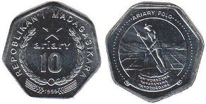 монета Мадагаскар 10 ариари 1999