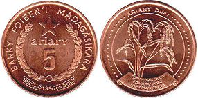 монета Мадагаскар 5 ариари 1996