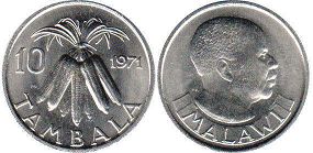 монета Малави 10 тамбала 1971
