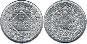 монета Марокко 5 франков 1950